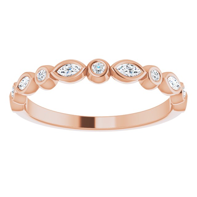 0.27 ct. Marquise And Round Diamond Wedding Band Bezel Set Anniversary Ring-VIRABYANI